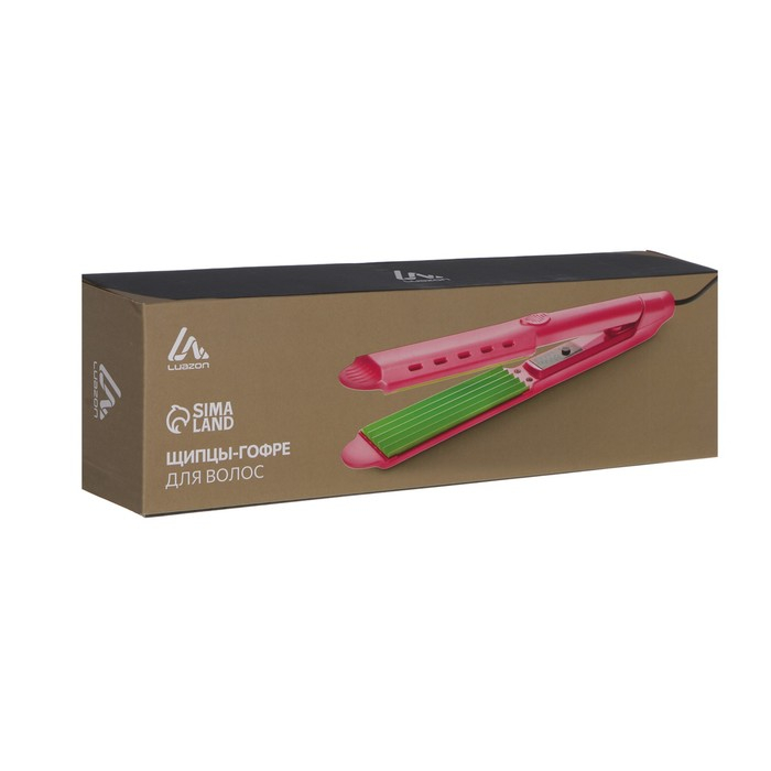 Щипцы-гофре Luazon LW-48, 50 Вт, керамическое покрытие, 100х45 мм, до 180 &deg;C, розовые