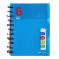 Блокнот на гребне А6, 100 листов, линия, обложка пластик, с разделителями, классика, МИКС Блокнот на гребне А6, 100 листов, линия, обложка пластик, с разделителями, классика, МИКС