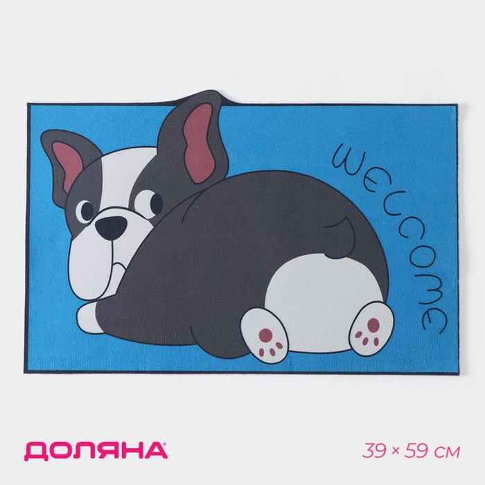 Коврик влаговпитывающий придверный Доляна &laquo;Бульдог&raquo;, без окантовки, 38&times;57 см, цвет синий