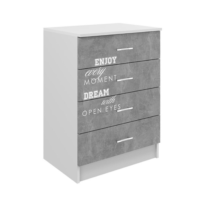 Комод Юниор 2, 600х430х820, Белый/Бетон светлый Комод Юниор 2, 600х430х820, Белый/Бетон светлый