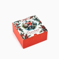 Коробка подарочная новогодняя складная &laquo;Снегири&raquo;, 15 х 15 х 7 см, Новый год