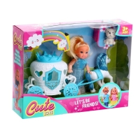 Кукла малышка &laquo;Ева&raquo; в платье, с каретой и питомцем