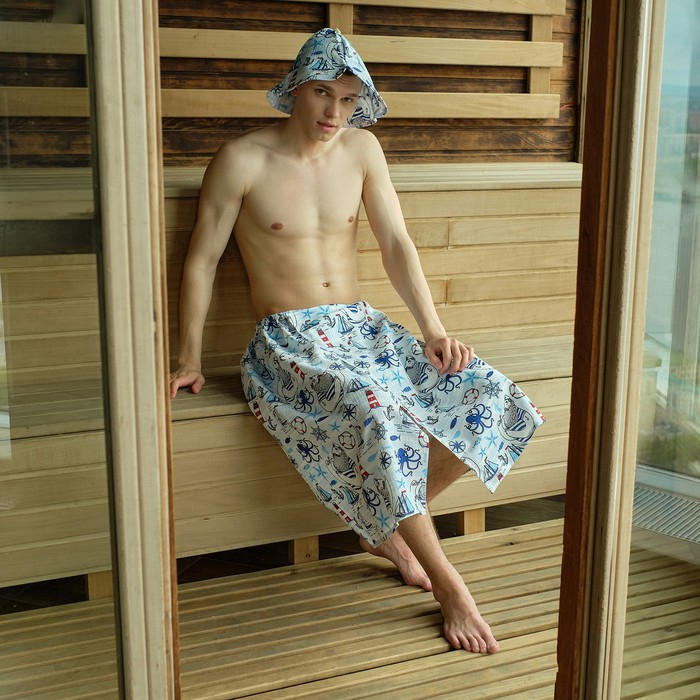 Набор для сауны Этель Набор для сауны Этель "Капитан" килт 75*144 см + шапка, вафля 200г/м2, 100% хл