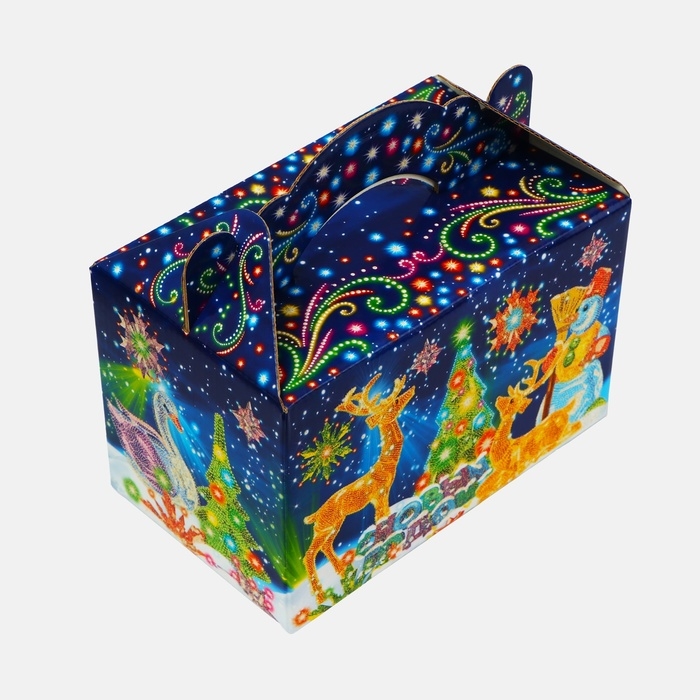 Новый год. Подарочная коробка Новый год. Подарочная коробка "Неон.Инсталяция" новогодняя Чемоданчик средний 20 x 12 x 19 см.