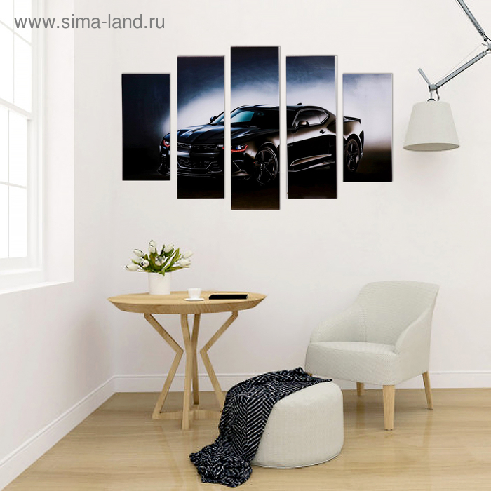 Модульная картина Модульная картина "Чёрная машина" (2-23х52; 2-24х70; 1-24х80) 120х80см