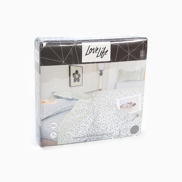 Постельное бельё LoveLife евро "Цветочки", 200*217см,225*240см,50*70см-2шт,100%хлопок, сатин, 125г/м&sup2;