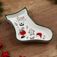 Новый год! Блюдо новогоднее керамическое &laquo;Новый год!&raquo;, 20х15.5х3 см, цвет белый