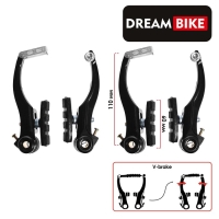 Комплект тормозов Dream Bike V-brake, алюминий, рамки 110 мм, колодки 60 мм, цвет чёрный Комплект тормозов Dream Bike V-brake, алюминий, рамки 110 мм, колодки 60 мм, цвет чёрный