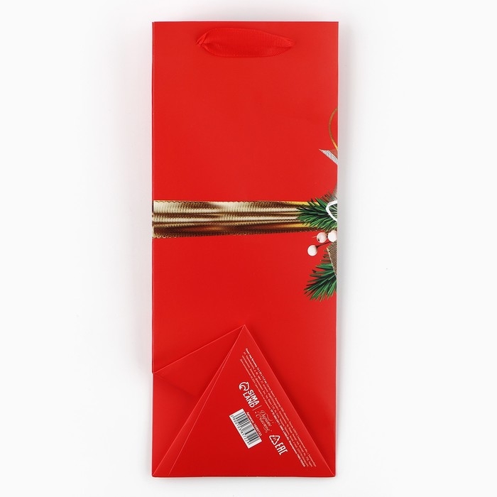 Пакеты под бутылку «С Новым годом», бант 13 х 32 х 11,3 см , Новый год Пакеты под бутылку «С Новым годом», бант 13 х 32 х 11,3 см , Новый год