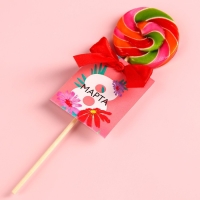 Леденец на палочке &laquo;8 марта&raquo;, вкус: клубника, 15 г.