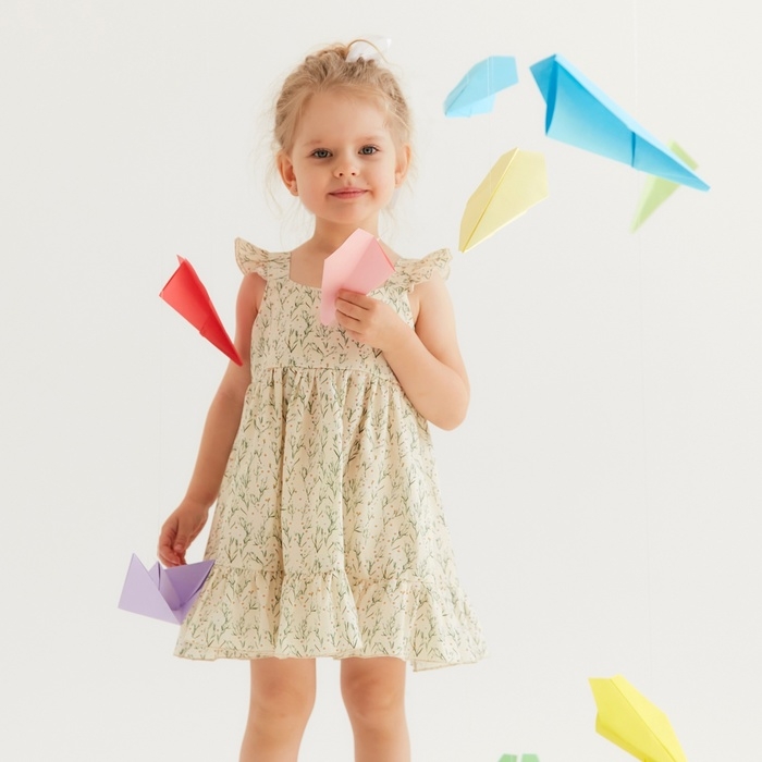 Сарафан для девочки MINAKU &laquo;Ромашки&raquo;, цвет молочный, рост 128 см