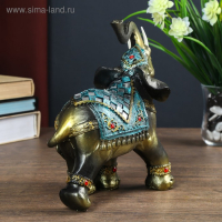 Сувенир полистоун "Слон в синей попоне с кистями и зеркалами" 20х10х18,5 см