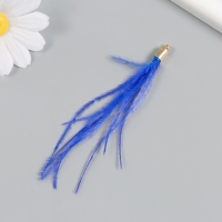 Декор для творчества перо "Кисть Страус" набор 2 шт  синий 9х0,5 см