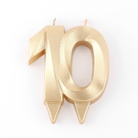 Свеча в торт юбилейная "Грань", цифра 10, золотой металлик, 6,5 см Свеча в торт юбилейная "Грань", цифра 10, золотой металлик, 6,5 см