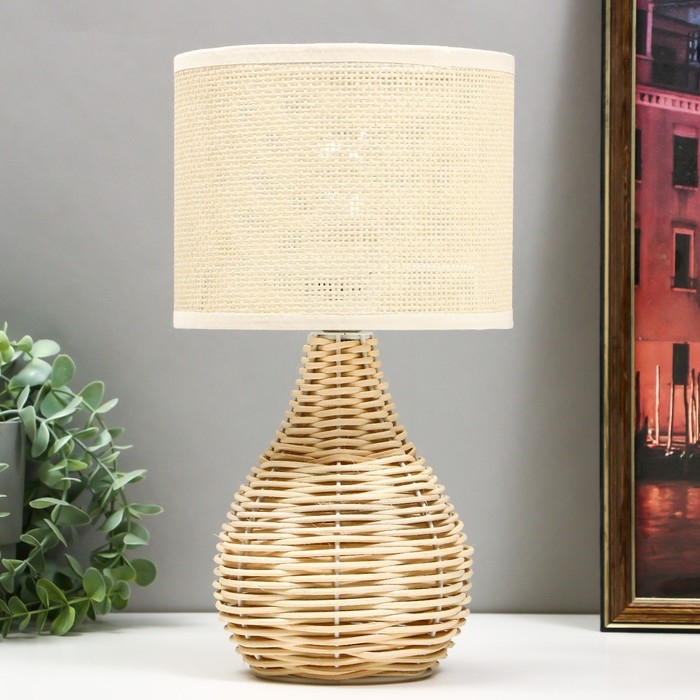 Настольная лампа "Плетенка" Е27 40Вт бежевый 25х25х37см