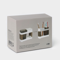 Подставка для зубных щёток и пасты со стаканом, 15×7×12 см, цвет коричневый Подставка для зубных щёток и пасты со стаканом, 15×7×12 см, цвет коричневый