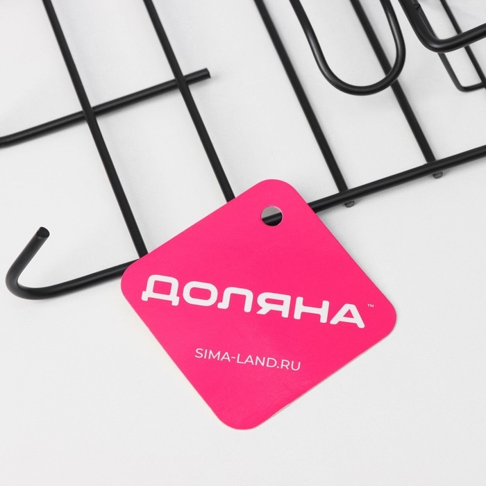 Полка с держателем для полотенец Доляна, 6 крючков, цвет чёрный