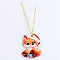 Ёлочная игрушка - подвеска деревянная &laquo;Новый год! Лисёнок&raquo;