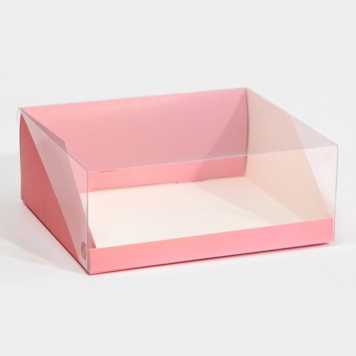 Коробка кондитерская с PVC-крышкой, упаковка, «Розовый», 25 х 22,5 х 10 см Коробка кондитерская с PVC-крышкой, упаковка, «Розовый», 25 х 22,5 х 10 см