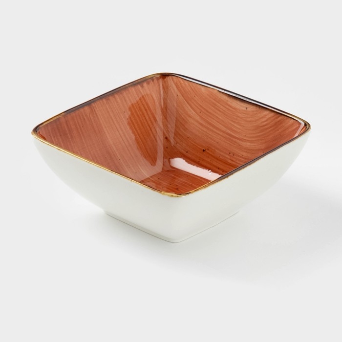 Салатник керамический квадратный &laquo;Сапфир&raquo;, 14&times;5,5 см, цвет оранжевый