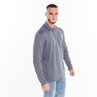 Поло мужское с длинным рукавом, цвет серый/синий, размер L