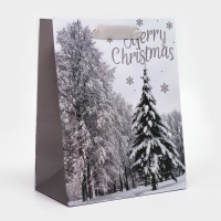Новый год. Пакет подарочный, ламинированный, "Лесная атмосфера",18 х 23 х 10 см.