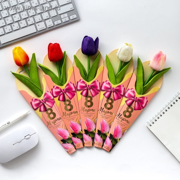 Ручка прикол шариковая синяя паста «Тюльпан» подарочная на 8 марта МИКС Ручка прикол шариковая синяя паста «Тюльпан» подарочная на 8 марта МИКС