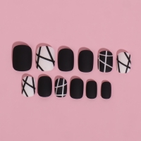 Накладные ногти «Black», 12 шт, с клеевыми пластинами, форма мягкий квадрат, цвет чёрный/белый Накладные ногти «Black», 12 шт, с клеевыми пластинами, форма мягкий квадрат, цвет чёрный/белый