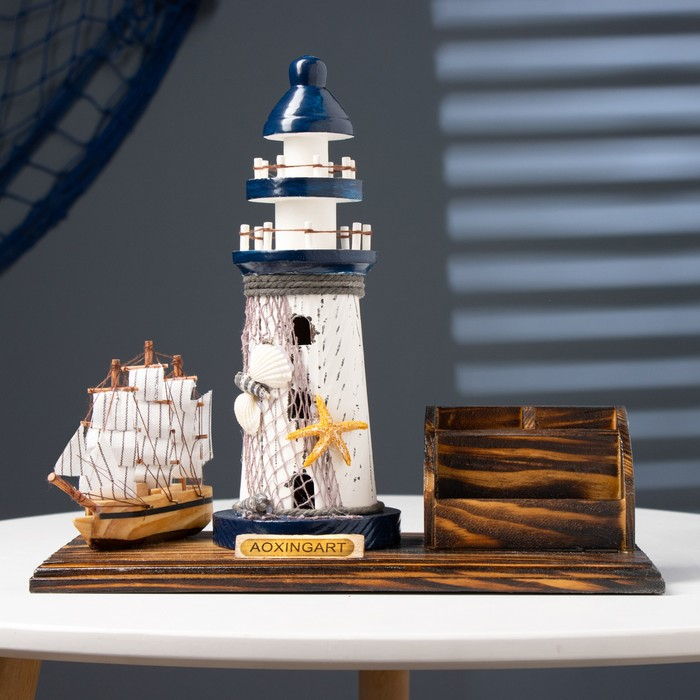 Набор настольный &laquo;Маяк&raquo;: подставка для ручек, визитница, 14 х 30 х 27 см