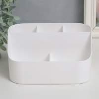 Шкатулка для косметики пластик "Этера" белая 10,5х18х11,5 см Шкатулка для косметики пластик "Этера" белая 10,5х18х11,5 см