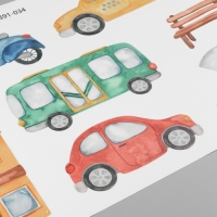 Наклейка пластик интерьерная цветная "Городской транспорт" 30х90 см