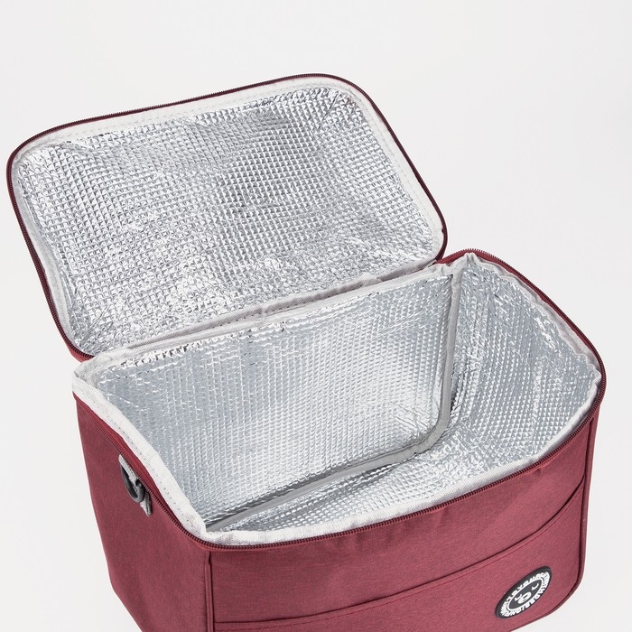 Термосумка на молнии 9 л, длинный ремень, цвет красный