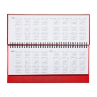 Планинг датированный 2024 года, 294 х 142 мм, 64 листа, на гребне, Attomex.Lancaster, твёрдая обложка балакрон, блок 70 г/м2, красный