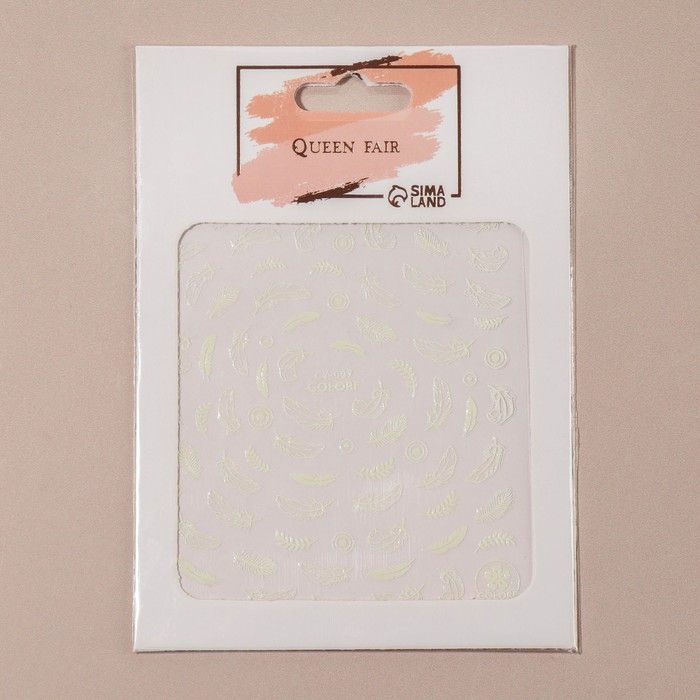 Наклейки для ногтей «Воздушые перья», флуоресцентные, цвет белый Наклейки для ногтей «Воздушые перья», флуоресцентные, цвет белый