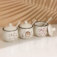 Банки керамические для специй на металлической подставке &laquo;Ёжик&raquo;, 200 мл, 3 шт