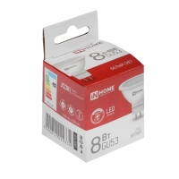 Лампа светодиодная IN HOME LED-JCDR-VC, GU5.3, 8 Вт, 230 В, 4000 К, 600 - 720 Лм Лампа светодиодная IN HOME LED-JCDR-VC, GU5.3, 8 Вт, 230 В, 4000 К, 600 - 720 Лм