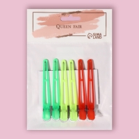 Зажимы для волос, набор - 6 шт, 9,5 см, цвет МИКС Зажимы для волос, набор - 6 шт, 9,5 см, цвет МИКС