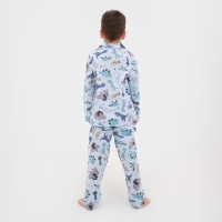 Пижама детская из фланели (рубашка, брюки) KAFTAN "Дино", размер 122-128, голубой Пижама детская из фланели (рубашка, брюки) KAFTAN "Дино", размер 122-128, голубой