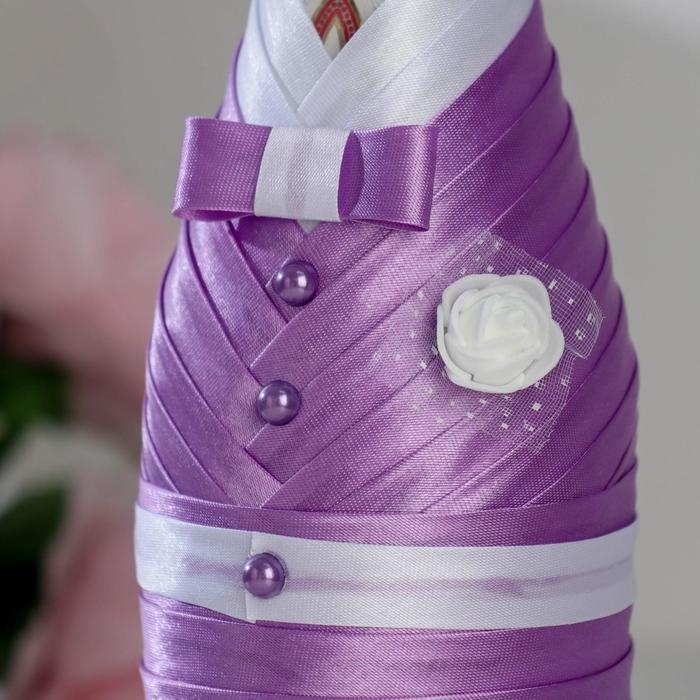 Украшение для шампанского Украшение для шампанского "Вместе навсегда", белое с сиреневым