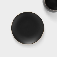 Чайная пара керамическая с ложкой &laquo;Мати&raquo;, 2 предмета: чашка 280 мл, блюдце d=13,5 см, цвет чёрный