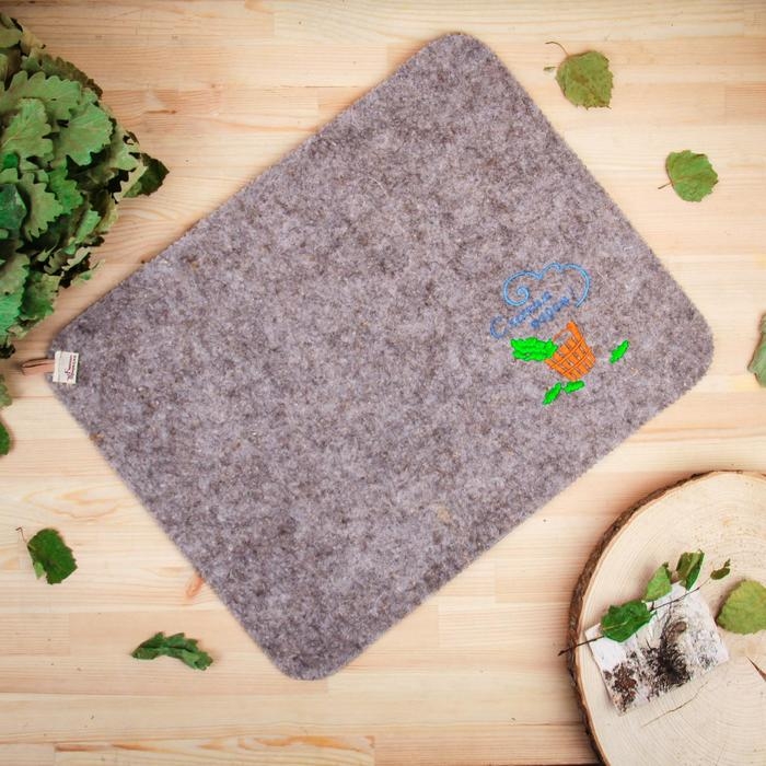 Коврик для бани Коврик для бани "С лёгким паром", войлок, серый, 40х50см