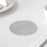 Салфетка - подставка под кружку Доляна &laquo;Листья&raquo;, d=10 см, 4 шт, цвет серебро