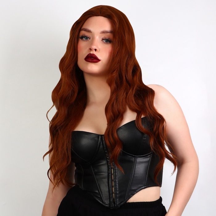Парик искусственный, имитация кожи, 60 см, 160 гр, цвет рыжий