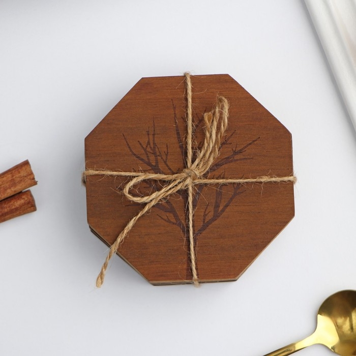 Набор подставок под кружки Magistro &laquo;Древо&raquo;, 4 шт, акация