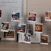 Гирлянда &laquo;Нить&raquo; 4.5 м с насадками &laquo;Прищепки&raquo;, IP20, прозрачная нить, 20 LED, свечение RG/RB, мигание, 220 В