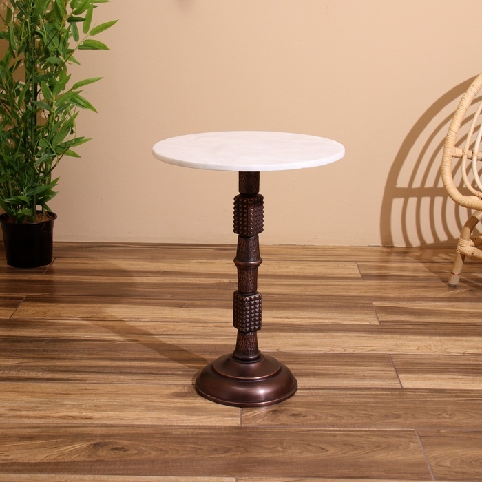 Стол кофейный 41х41х56 см, алюминий/мрамор Стол кофейный 41х41х56 см, алюминий/мрамор