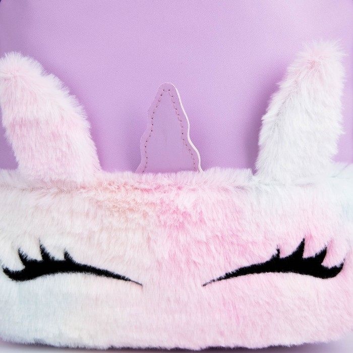 Рюкзак из искусственной кожи &laquo;Единорог&raquo;, с карманом из плюша, 27х23 х 10 см