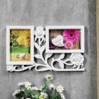 Фоторамка пластик на 2 фото 10х15 см "3 розы" белая 34х20 см Фоторамка пластик на 2 фото 10х15 см "3 розы" белая 34х20 см