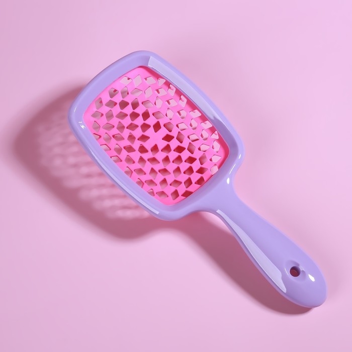 Расчёска массажная, широкая, вентилируемая, 8,5 × 20,5 см, PVC коробка, цвет сиреневый/розовый Расчёска массажная, широкая, вентилируемая, 8,5 × 20,5 см, PVC коробка, цвет сиреневый/розовый
