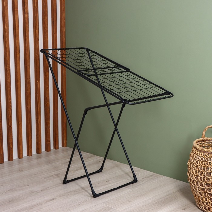 Сушилка для белья напольная складная, рабочая длина 20 м, высота от пола 95 см, ширина 54 см, цвет чёрный Сушилка для белья напольная складная, рабочая длина 20 м, высота от пола 95 см, ширина 54 см, цвет чёрный